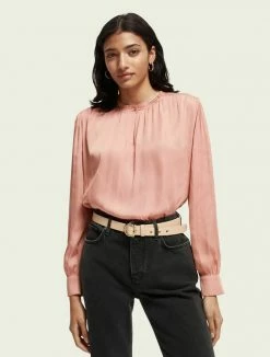 Scotch & Soda SMOCKED AND RUFFLED - T-shirt à Manches Longues - Desert Pink