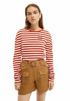 Scotch & Soda TEE WITH ROUNDED SPECIAL SLEEVES - T-shirt à Manches Longues - Copper/offwhite