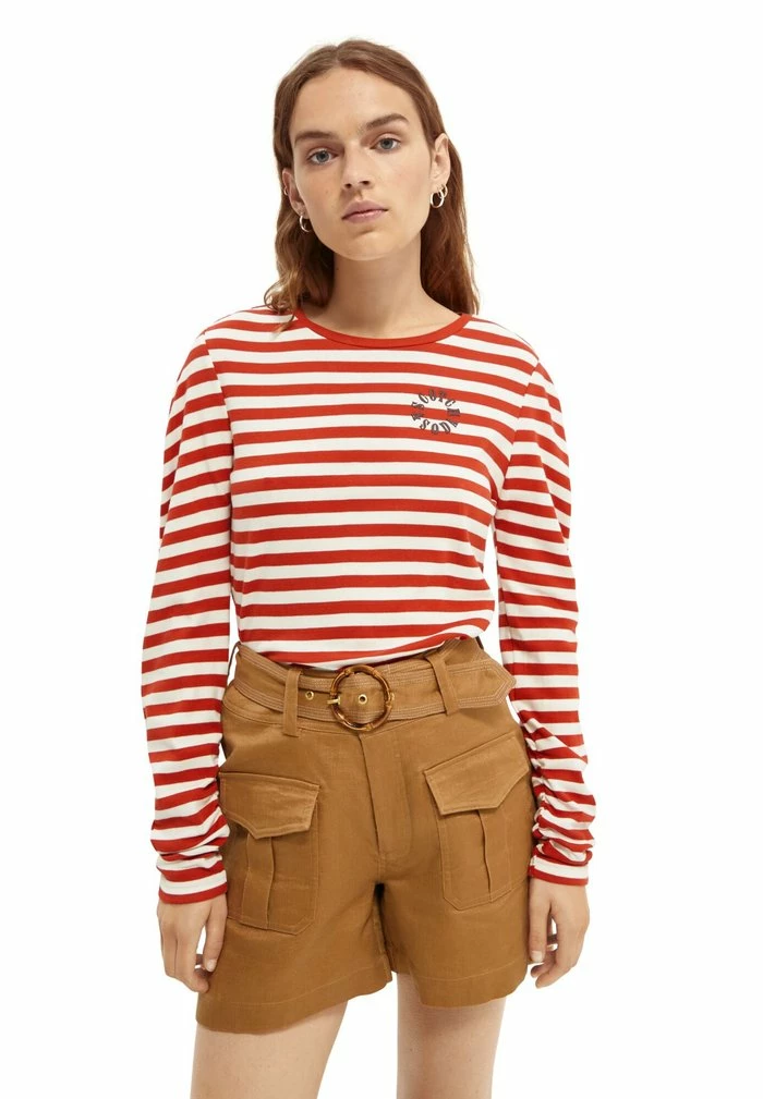 Scotch & Soda TEE WITH ROUNDED SPECIAL SLEEVES - T-shirt à Manches Longues - Copper/offwhite 1 Scotch & Soda TEE WITH ROUNDED SPECIAL SLEEVES - T-shirt à Manches Longues - Copper/offwhite