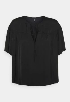 Scotch & Soda DRAPEY SHORT SLEEVE - Blouse - Black -Scotch & Soda Soldes d4f88cc774814a3eade898c13ffdd10f