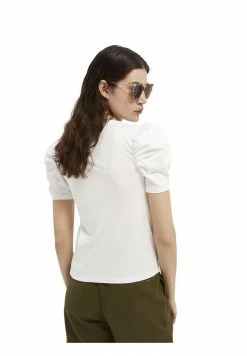 Scotch & Soda PUFFY SHORT SLEEVE TEE WITH SQUARE NECK - T-shirt Imprimé - White -Scotch & Soda Soldes e0e3518c78124b6bb509c6541a1ea638