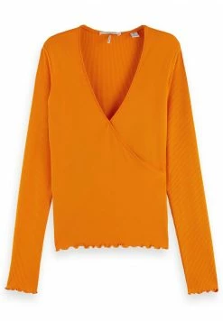 Scotch & Soda WRAPOVER - T-shirt à Manches Longues - Bright Orange -Scotch & Soda Soldes e1df1cddb5e24de1a2edfa879792eff8