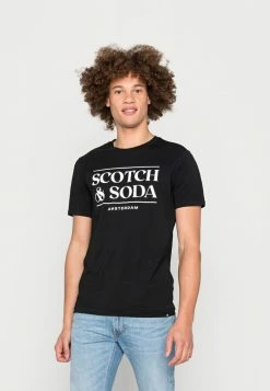 Scotch & Soda SHORT SLEEVE LOGO TEE - T-shirt Imprimé - Black