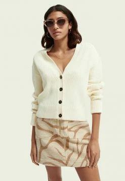 Scotch & Soda RIBBED - Gilet - Ecru