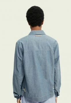Scotch & Soda CHAMBRAY HARRINGTON WORKER - Veste En Jean - Blue -Scotch & Soda Soldes e64a3a3810f643ceb88186f88b2bb0af
