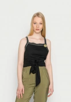 Scotch & Soda PRINTED CROPPED LAYERING WITH EMBROIDERY DETAILS - Débardeur - Black