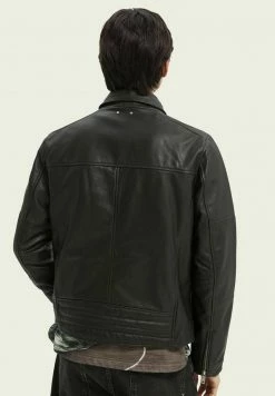 Scotch & Soda Veste En Cuir - Utility Green -Scotch & Soda Soldes f004931ee6364b479bba5d5c9304649b