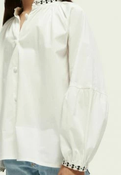 Scotch & Soda WIDE SLEEVE ORGANIC - Chemisier - Off White -Scotch & Soda Soldes f7530a08c09c4678812ff2c38843b242
